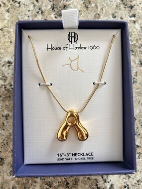 House of Harlow 1960 Gold A Necklace